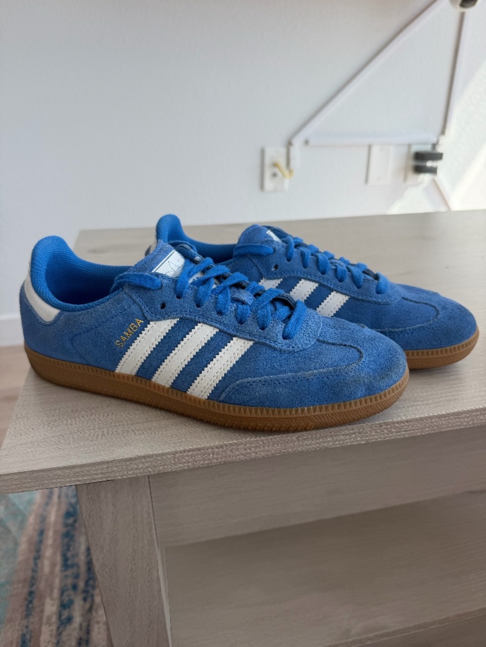 adidas Samba ADV Blue Bird Gold Metallic Sneakers Women's 7.5